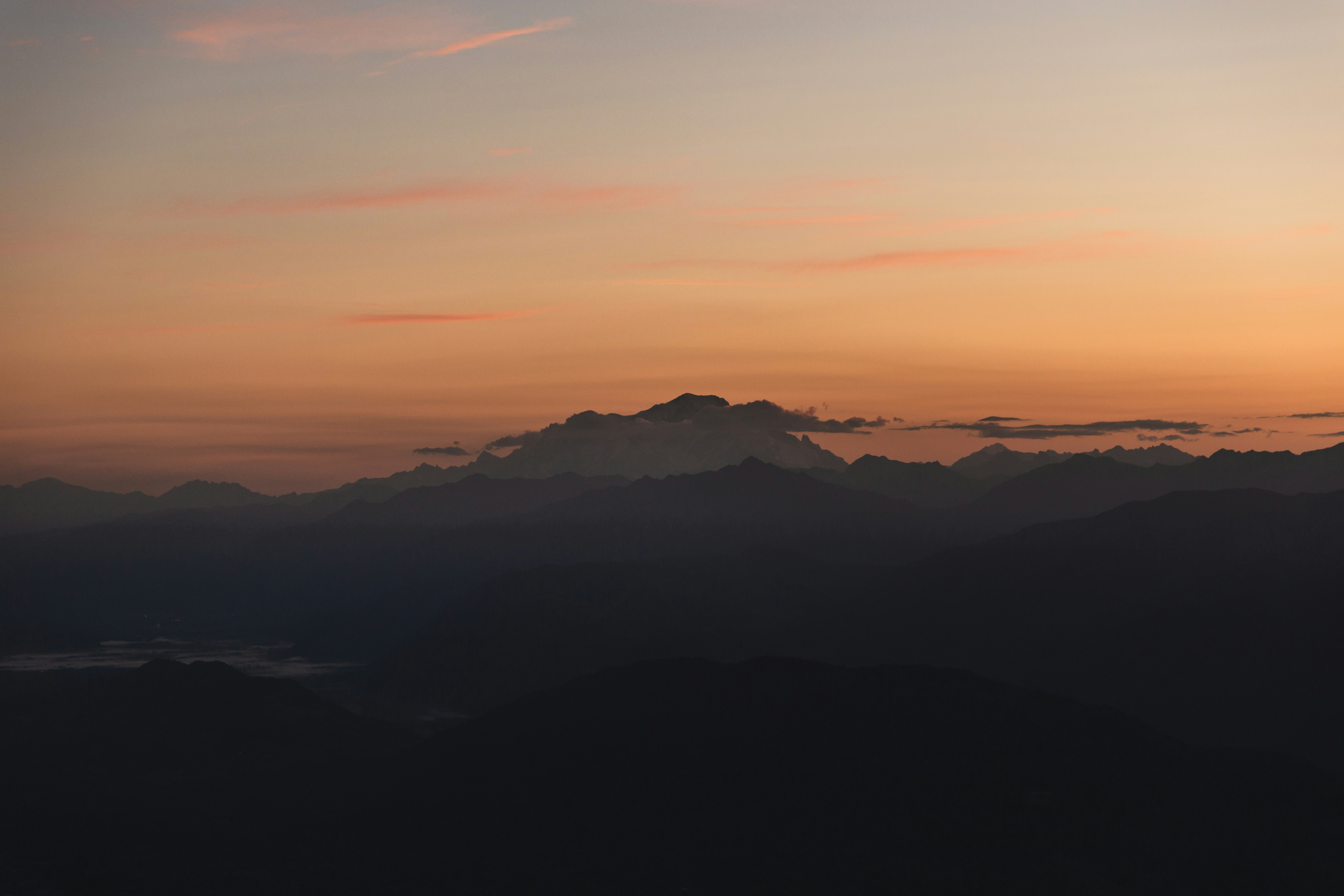 Sunset Over Layered Mountains