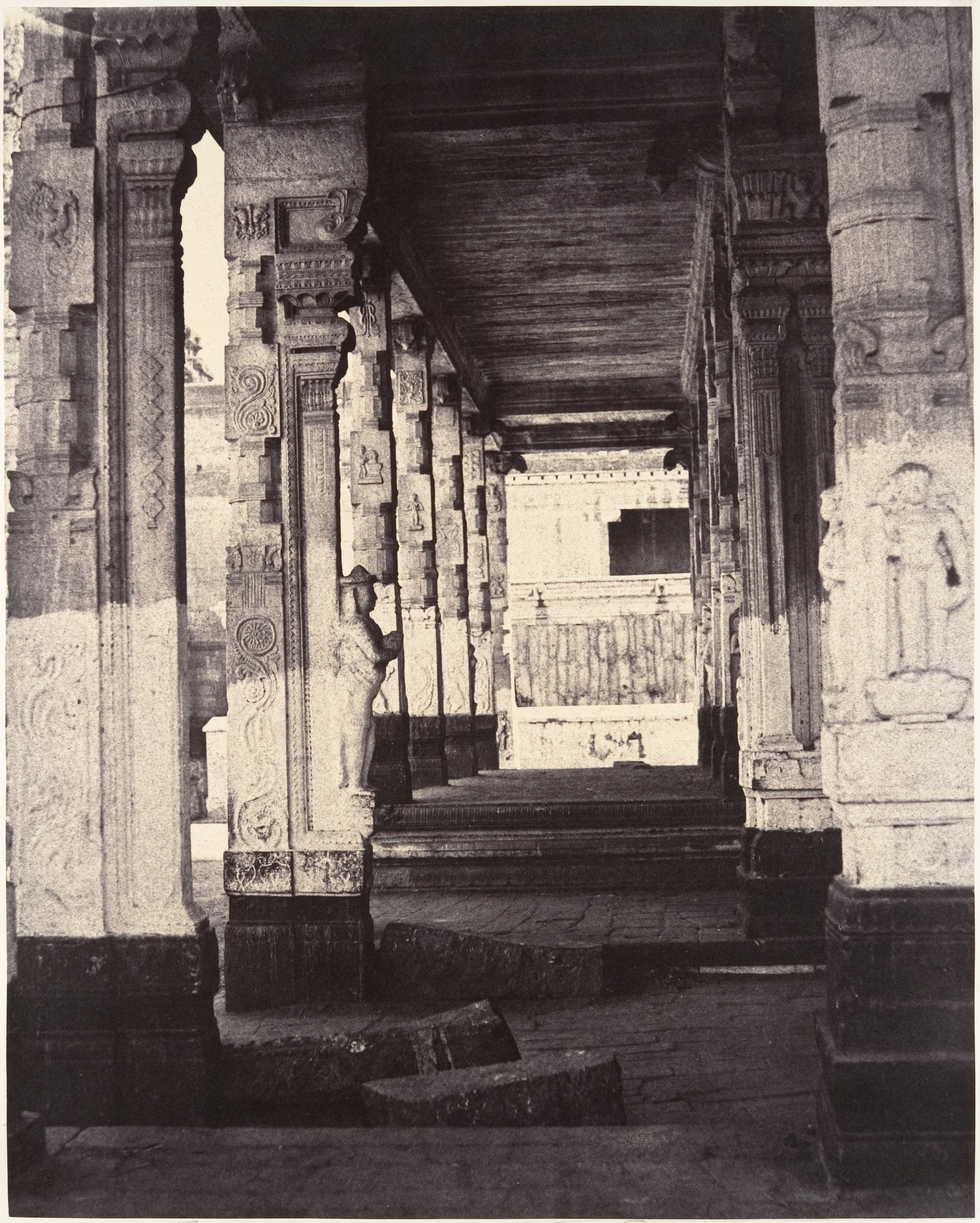 Ancient Temple Stone Pillar Corridor