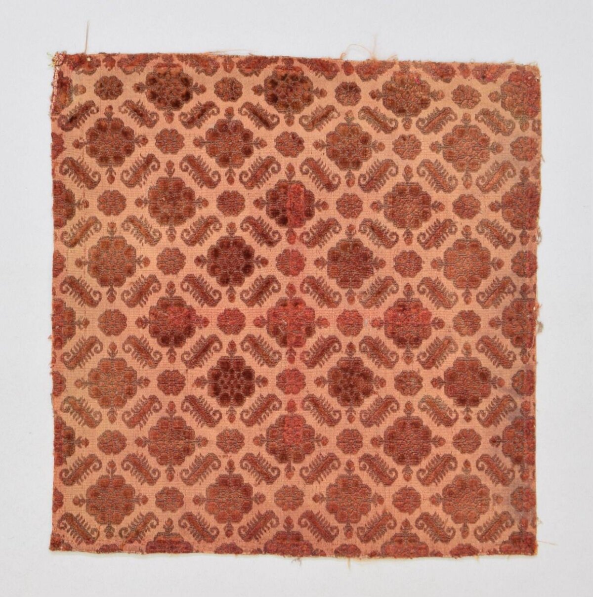 Antique Red Patterned Textile Fragment