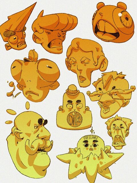 Collection of Exaggerated Cartoon Character Heads