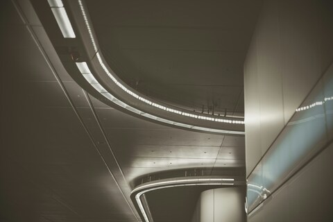 Curved Ceiling Lights in Subway Station