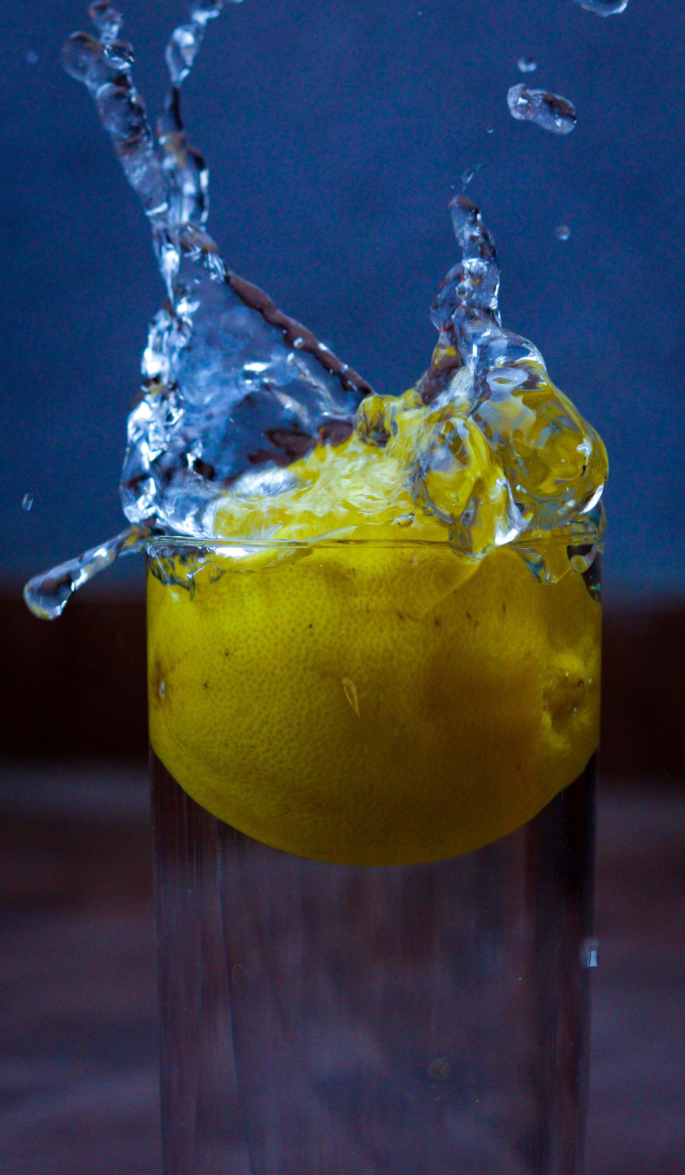 Lemon Water Splash in Glass