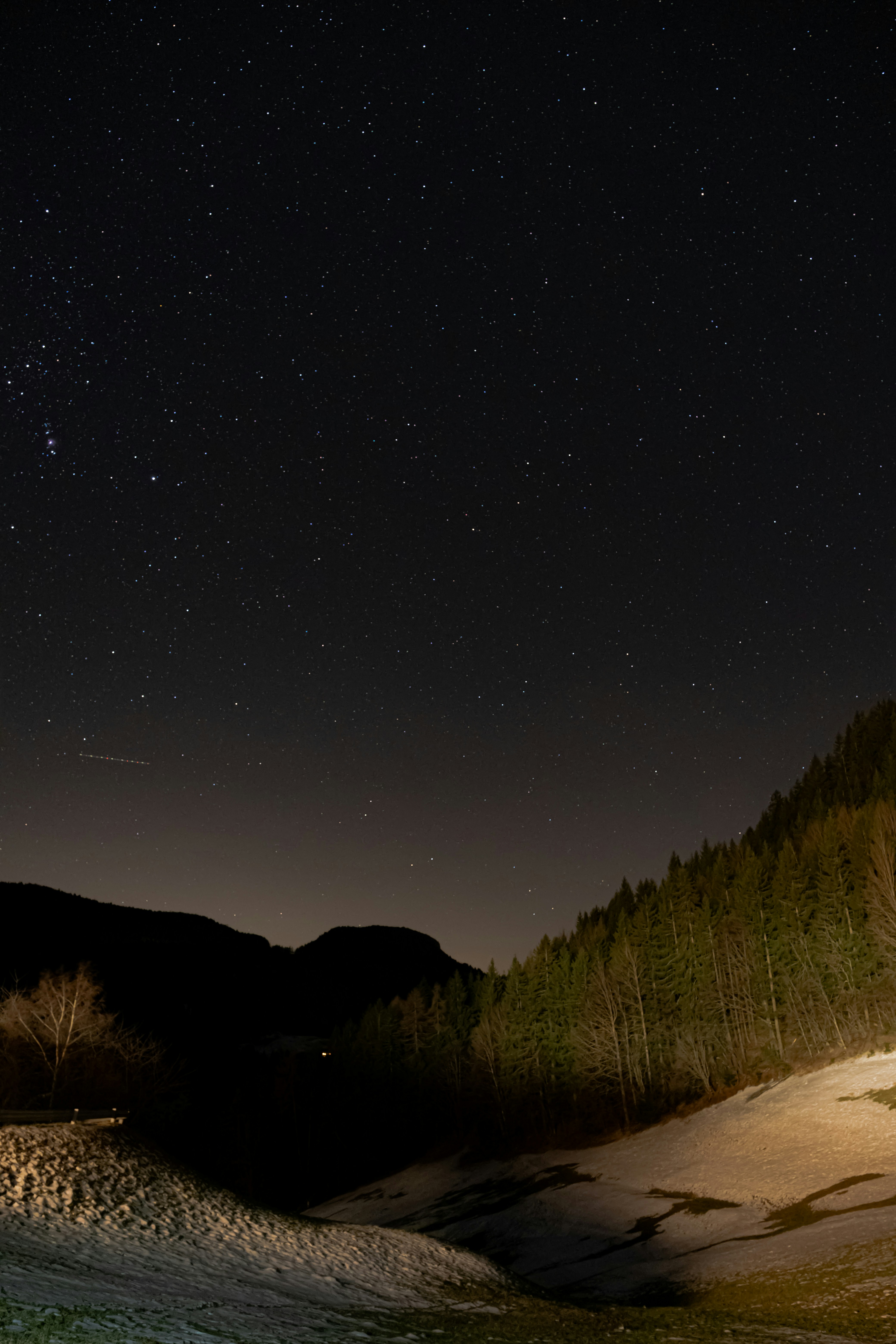 Starry Night Over Snowy Mountain Valley
