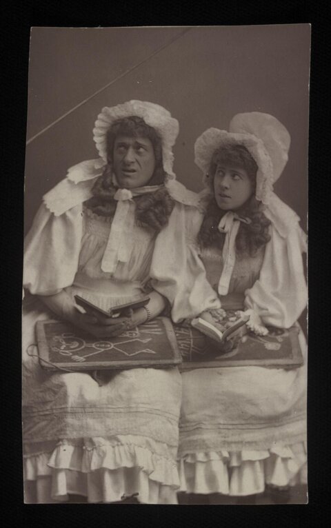 Vintage Photo of Two Cross-Dressed Performers