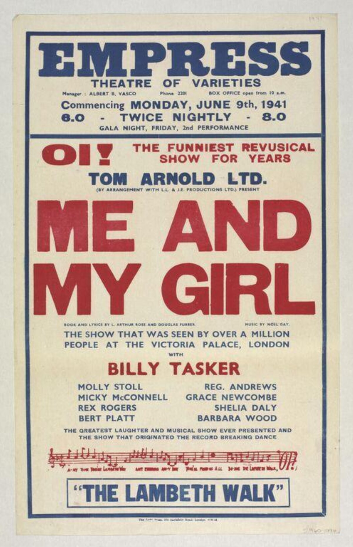 1941 Me and My Girl Theatre Poster