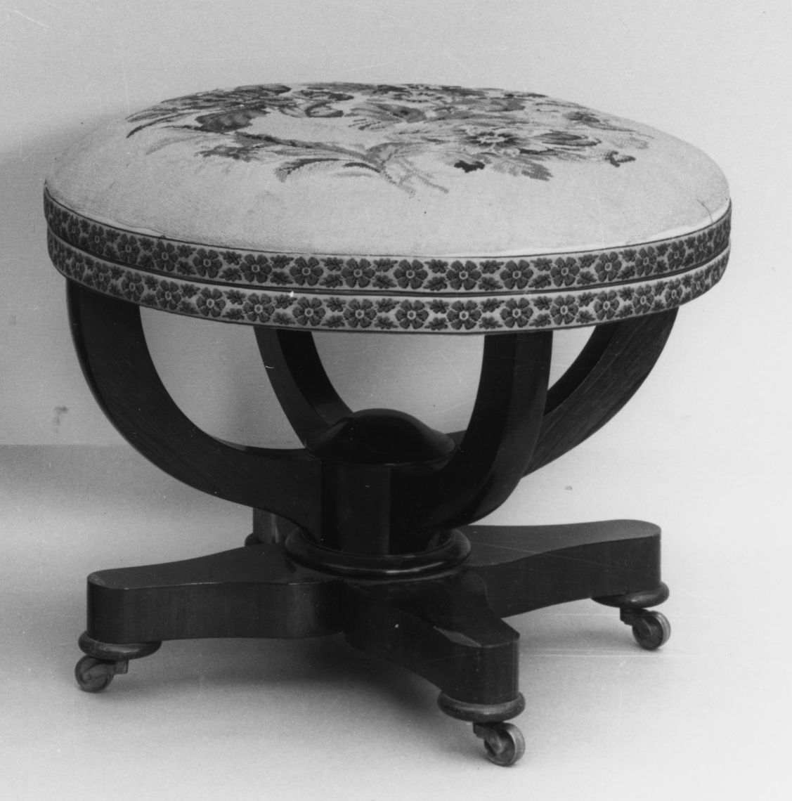 Antique Upholstered Round Footstool