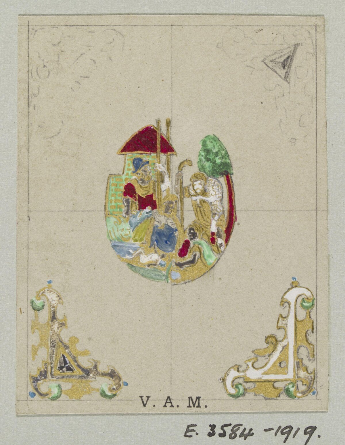 Design Sketch for Illuminated Manuscript Initial