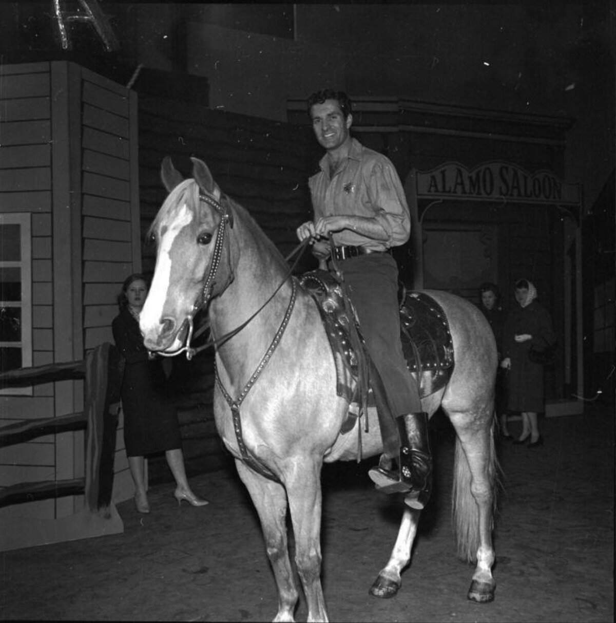 Man Riding Horse At Alamo Saloon
