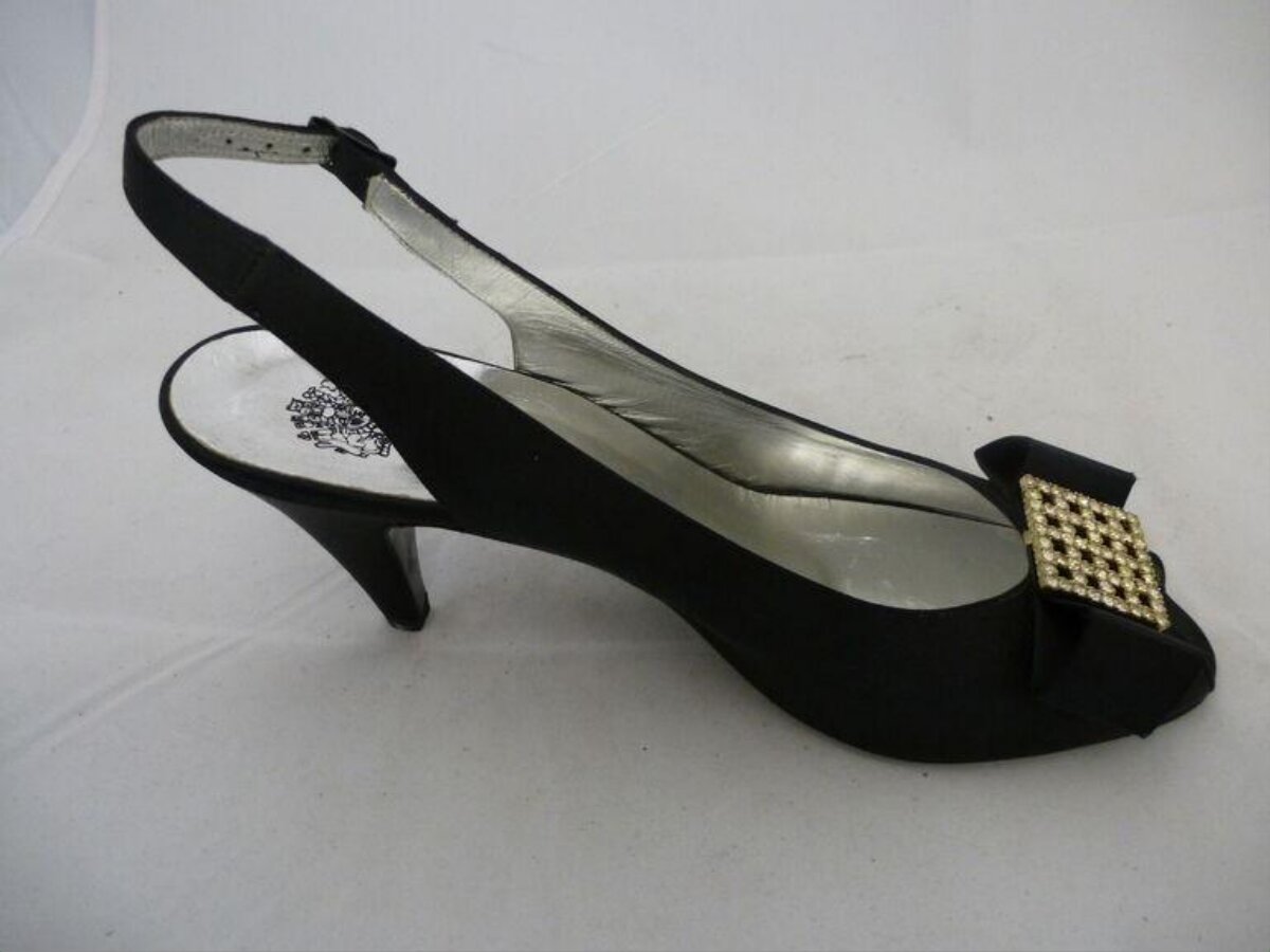 Black Slingback Peep-toe High Heel