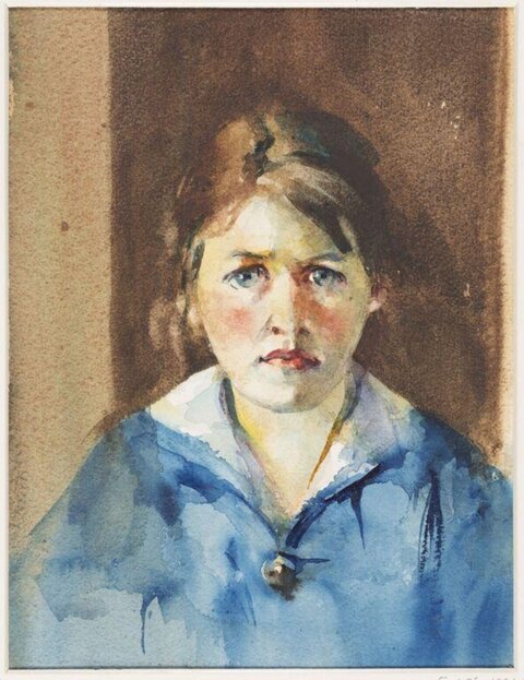 Watercolor Portrait of a Young Woman