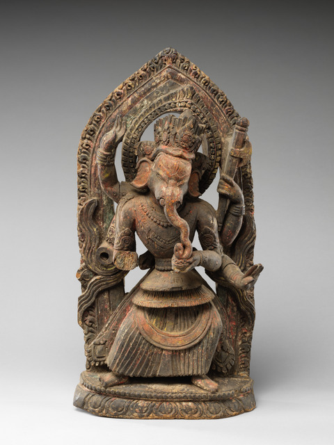 Carved Wooden Ganesha Statue