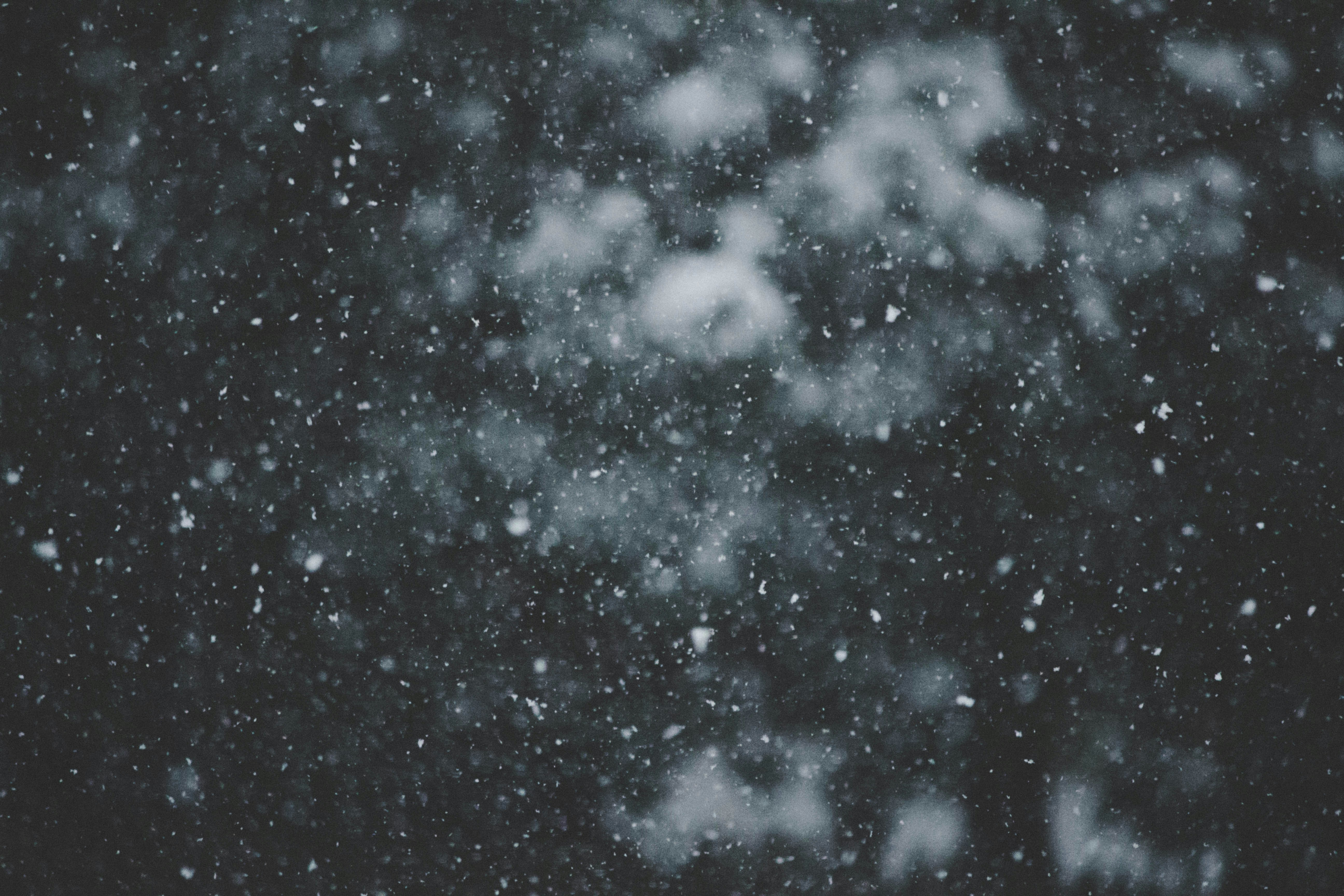 Falling Snow Against Dark Background