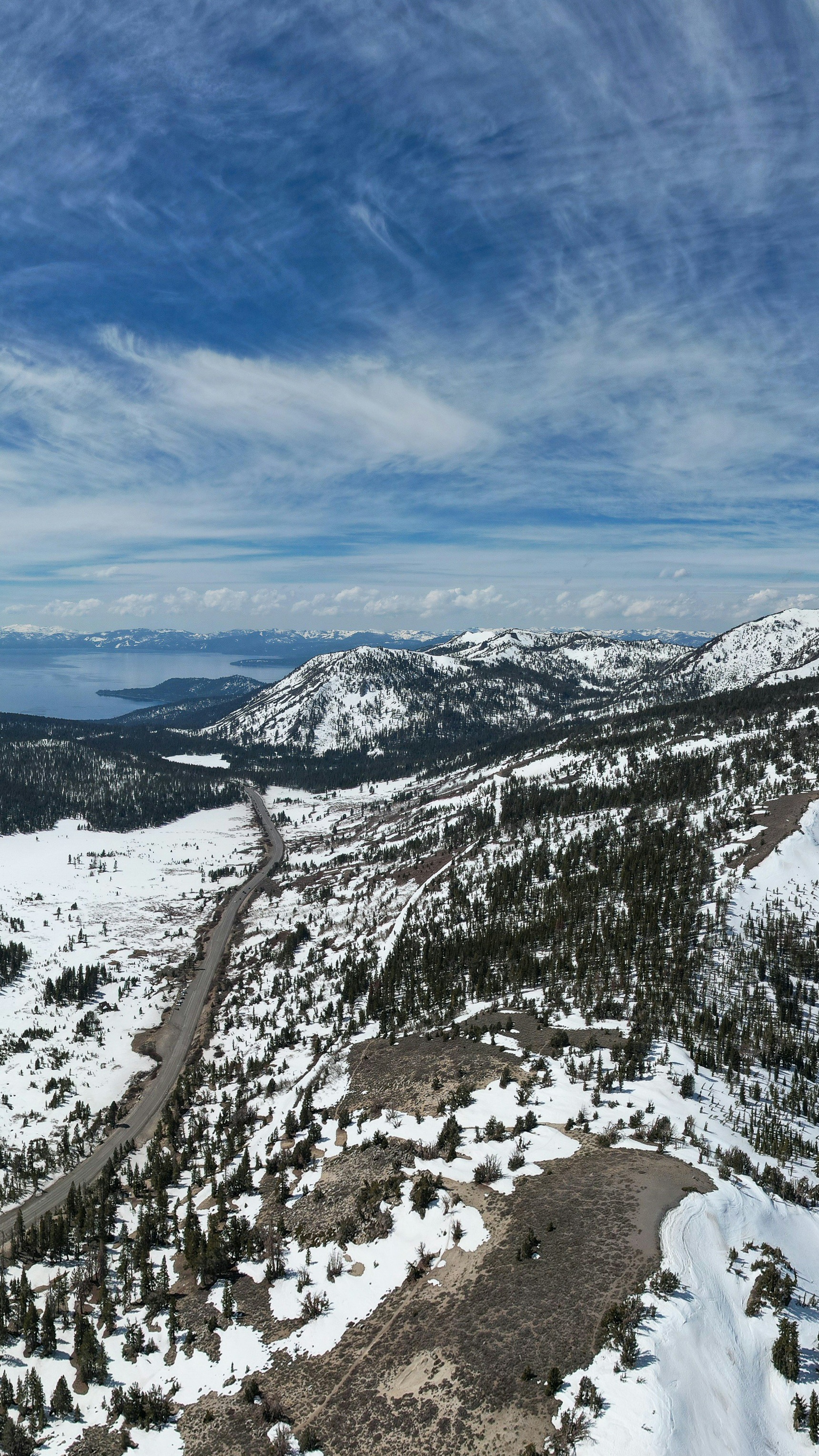 Snowy Mountain Landscape with Winding Road