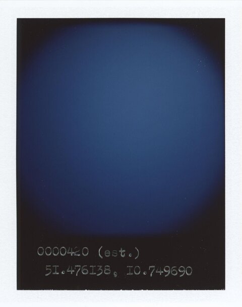 Blue Night Sky Polaroid With Coordinates