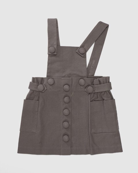 Brown Buttoned Overall Skirt