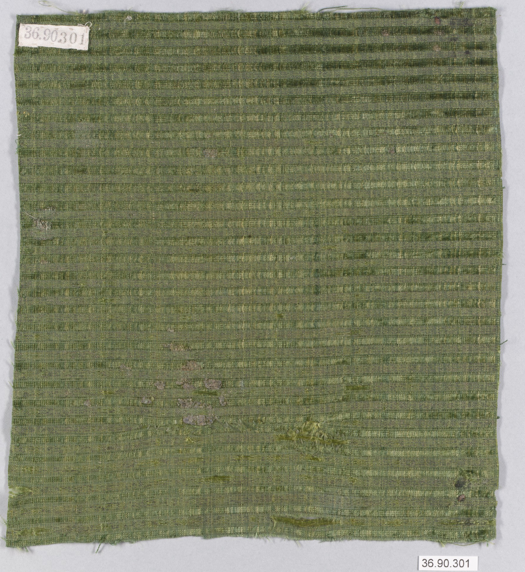 Ancient Green Striped Textile Fragment