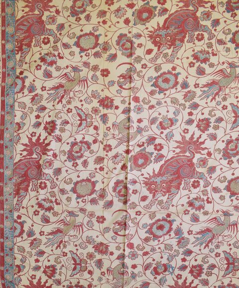 Traditional Lion Phoenix Pattern Textile