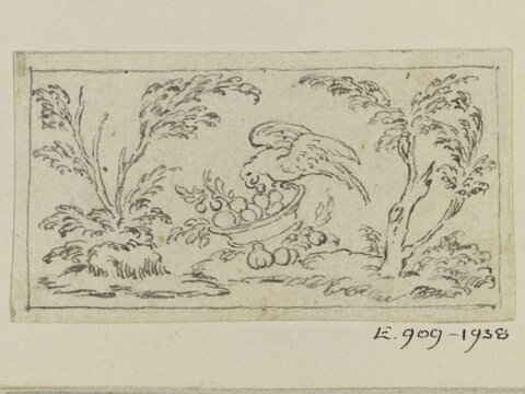 Pencil Sketch of Eagle and Fruit Bowl