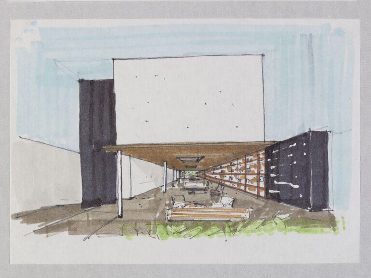 Hand Drawn Architectural Interior Sketch — Business
