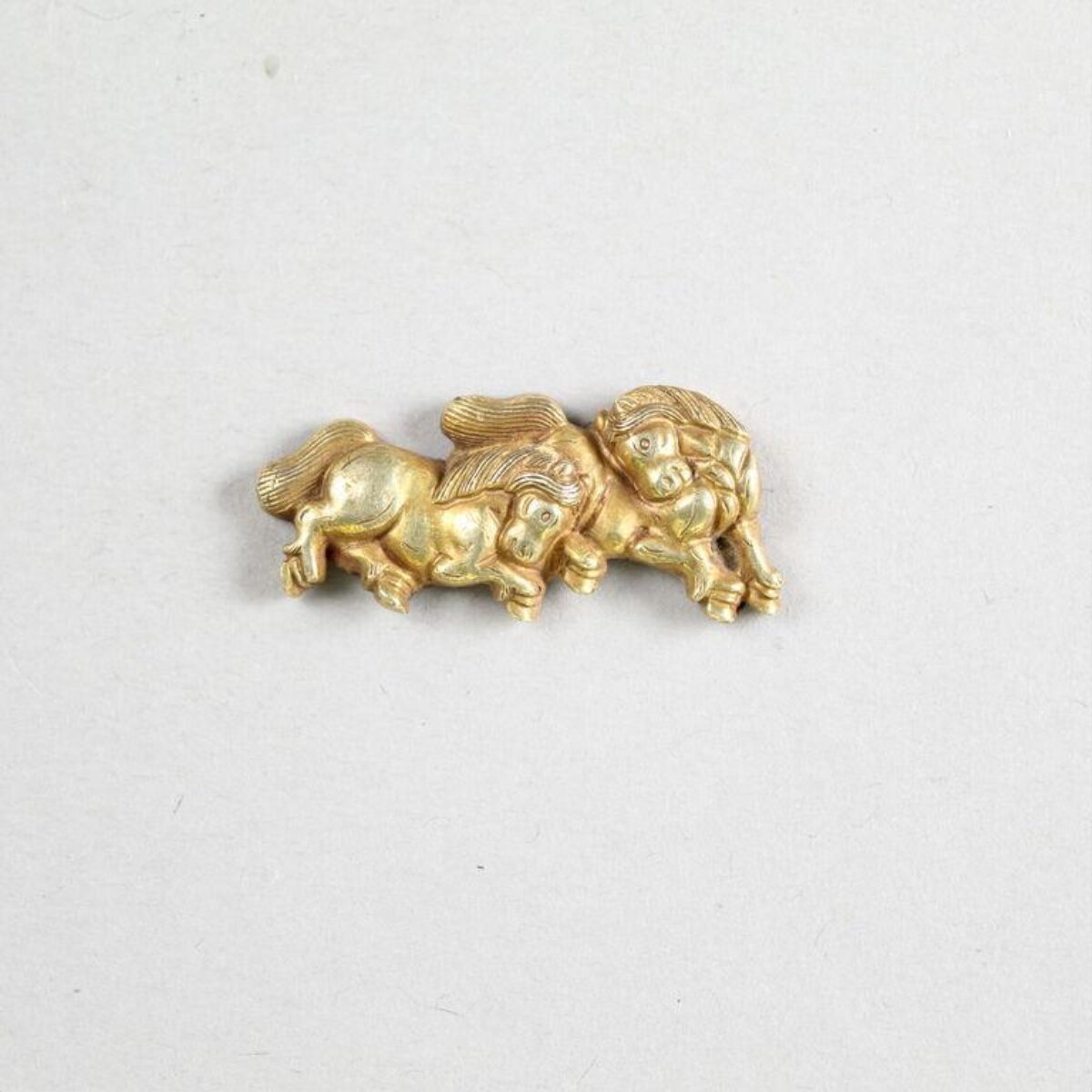Gilded Double Horse Carving Ornament