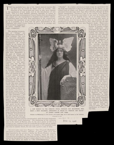 1906 Opera Article with Isolde Portrait