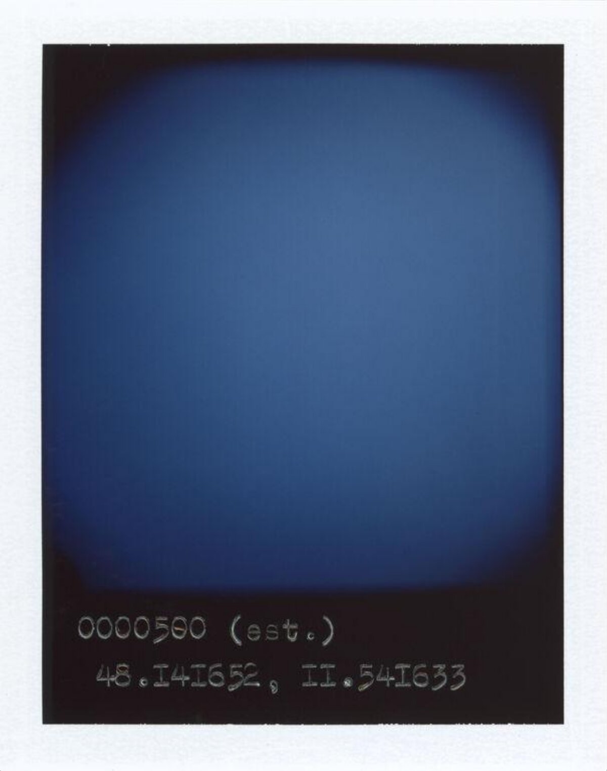 Blue Polaroid with Coordinate Text