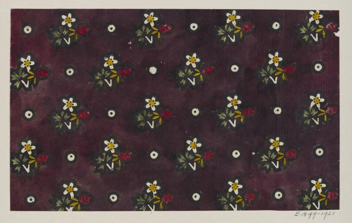 Vintage Plum Floral Textile Pattern