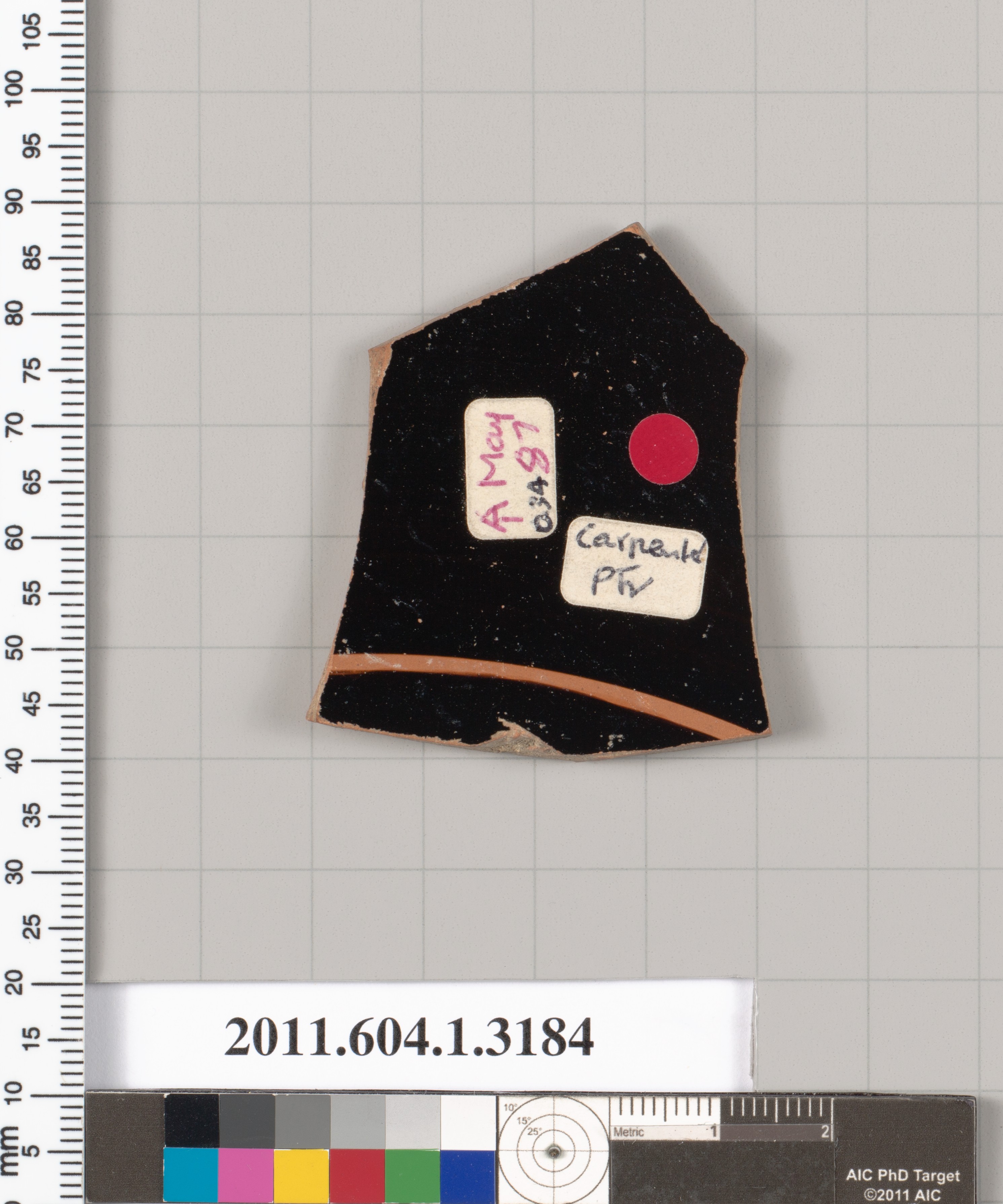 Labeled Ancient Pottery Fragment