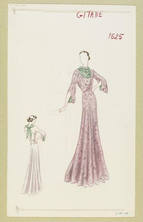 Vintage Gitane Gown Fashion Sketch