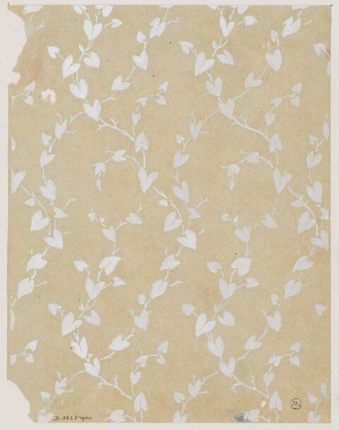 White Ivy Vine Pattern on Beige Paper
