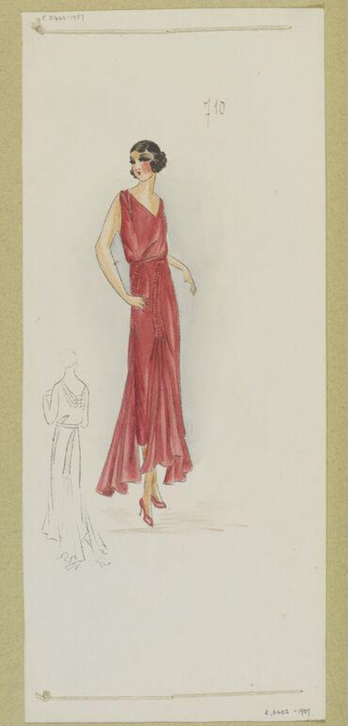 1920s Red Dress Fashion Sketch