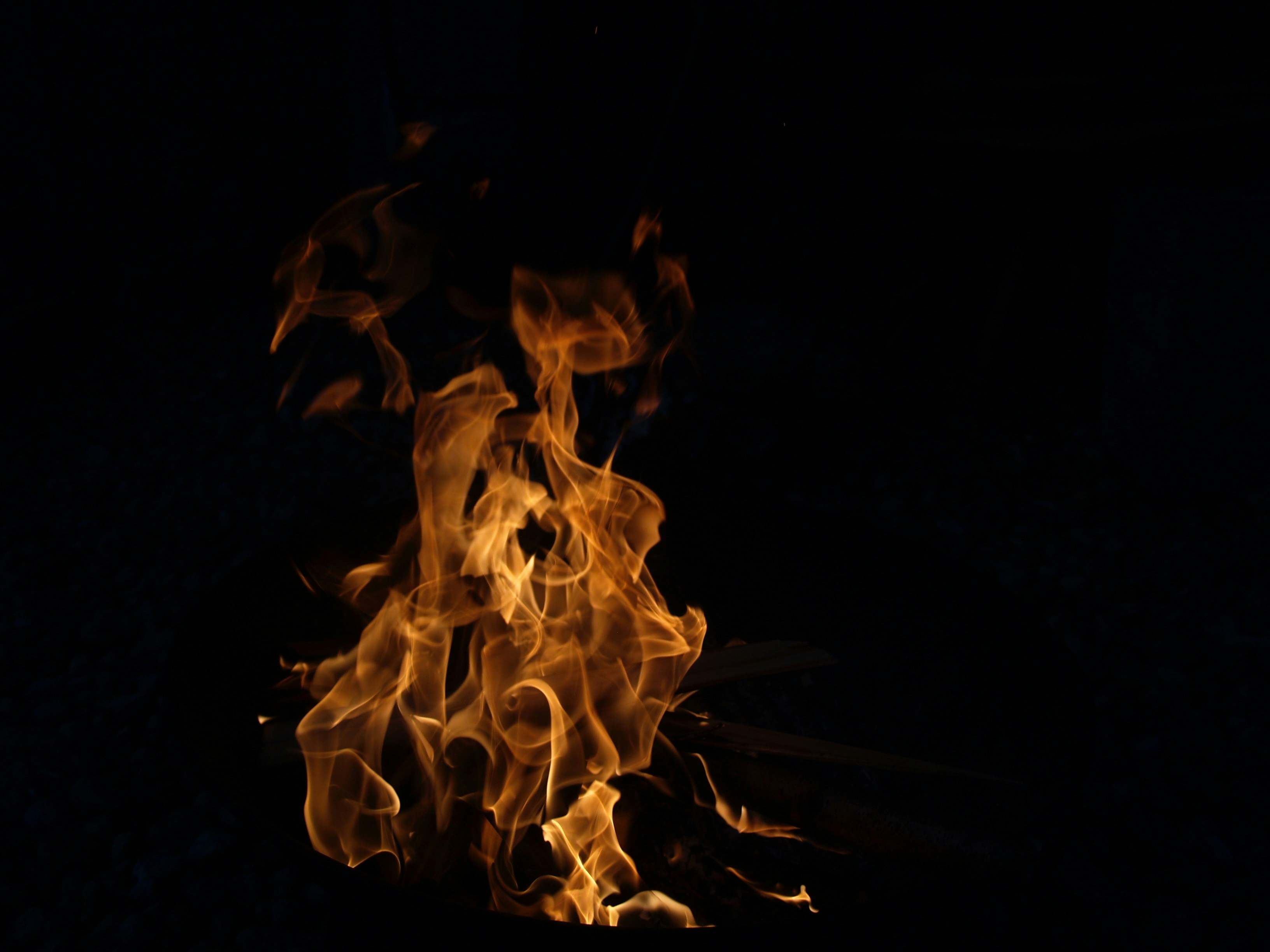 Nighttime Campfire Flames