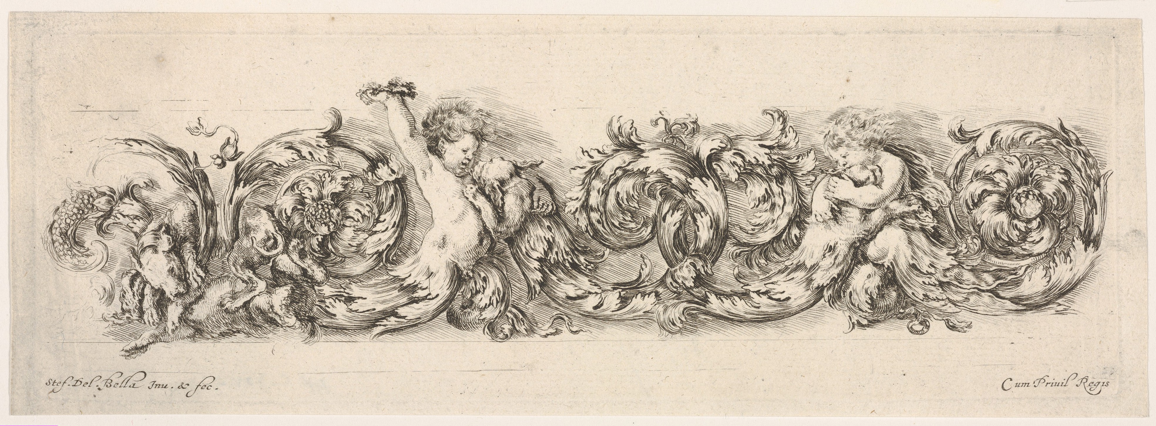 Ornamental Frieze with Two Cherubs