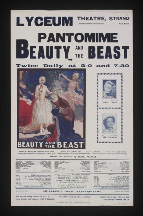 Vintage Beauty and the Beast Pantomime Poster