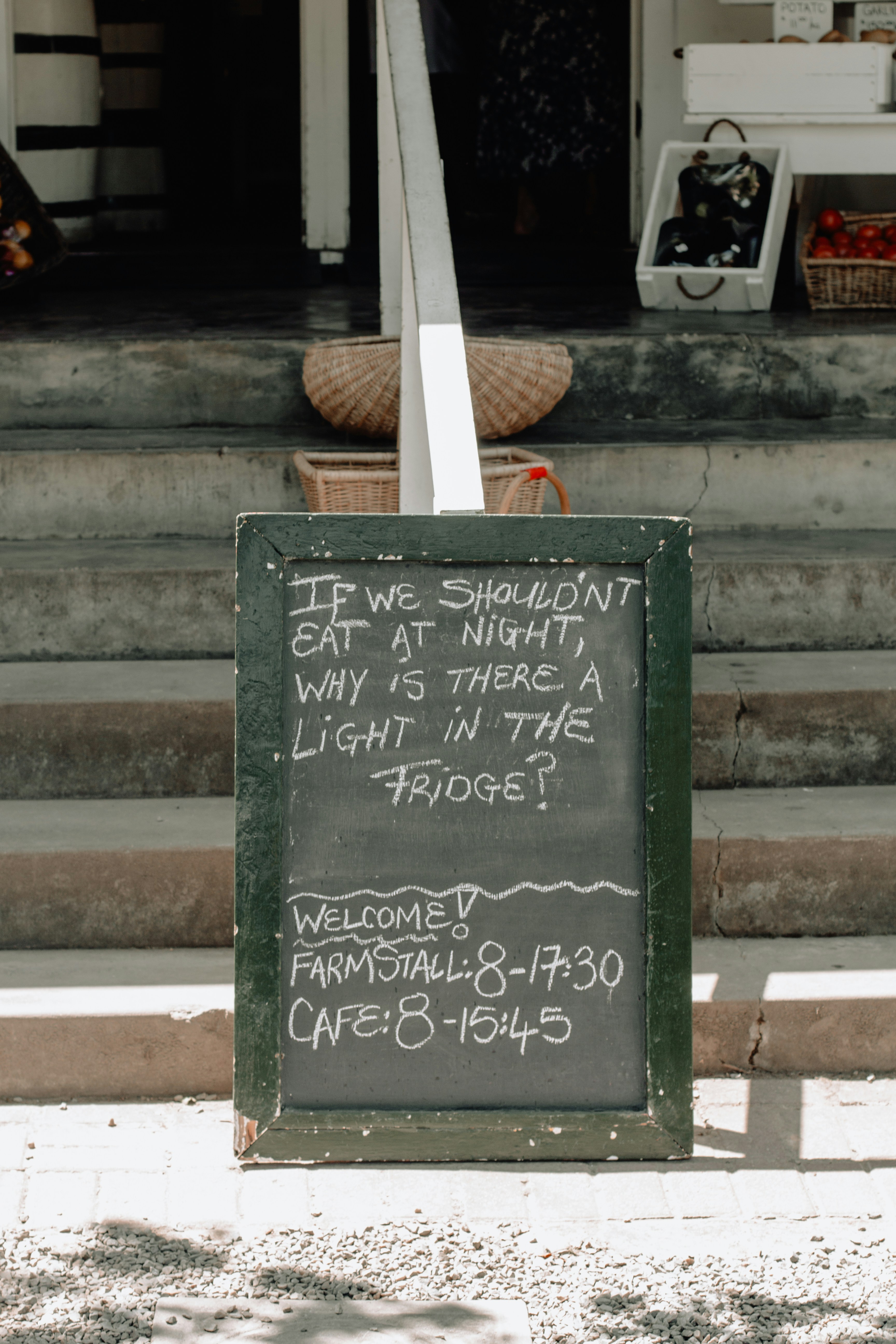 Chalkboard Sign Outside Farm Cafe
