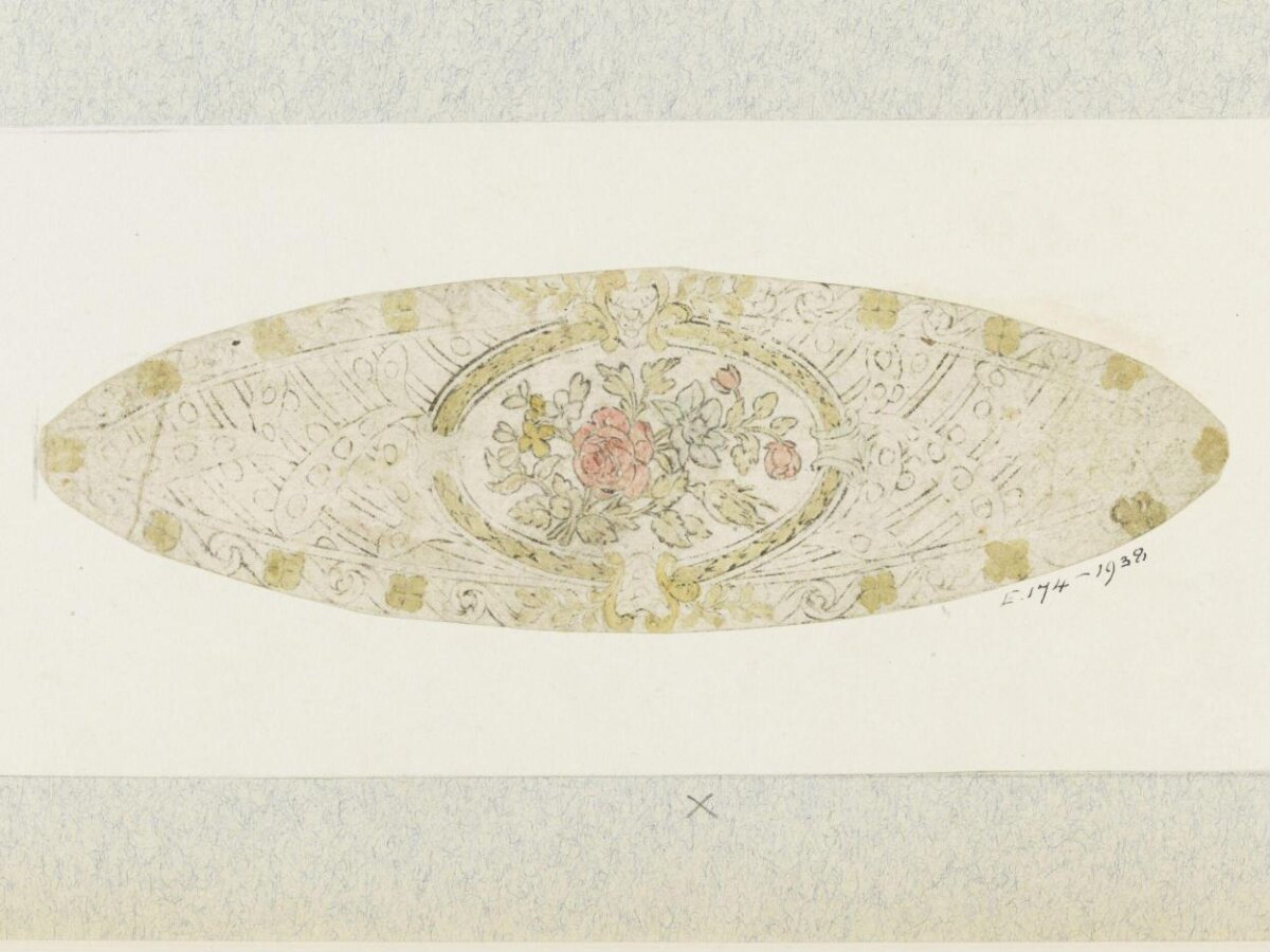 Oval Floral Decorative Sketch