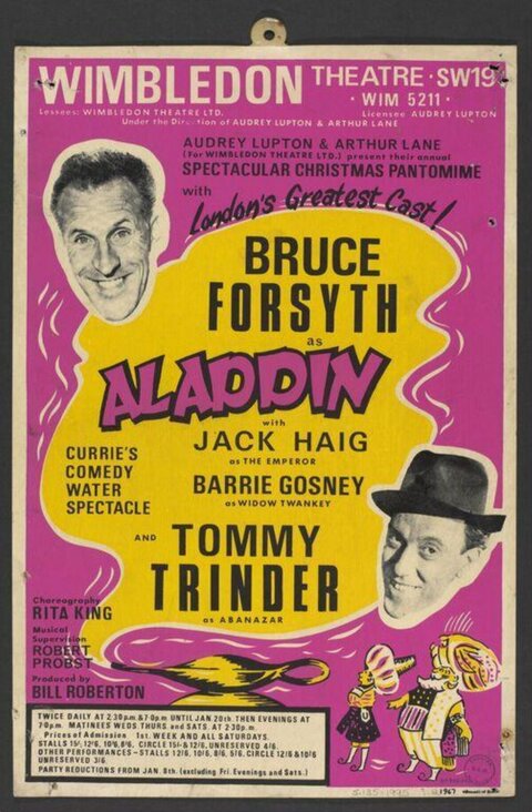 Vintage Wimbledon Theatre Aladdin Pantomime Poster