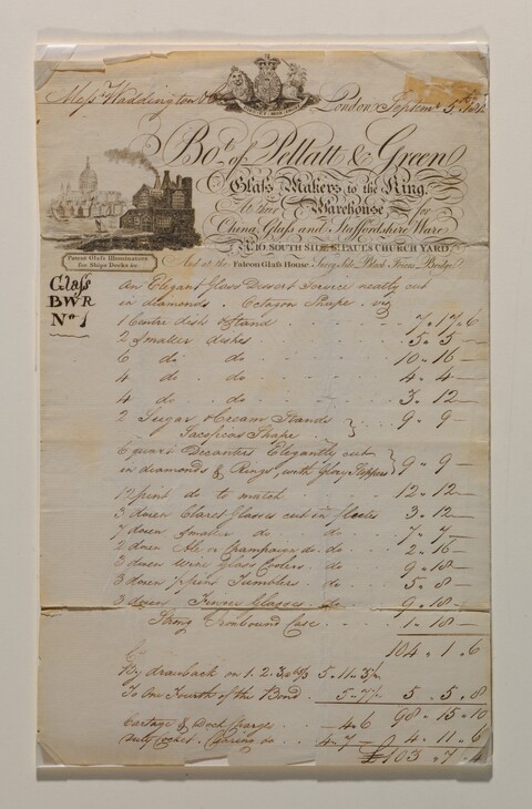 19th Century London Glassware Invoice