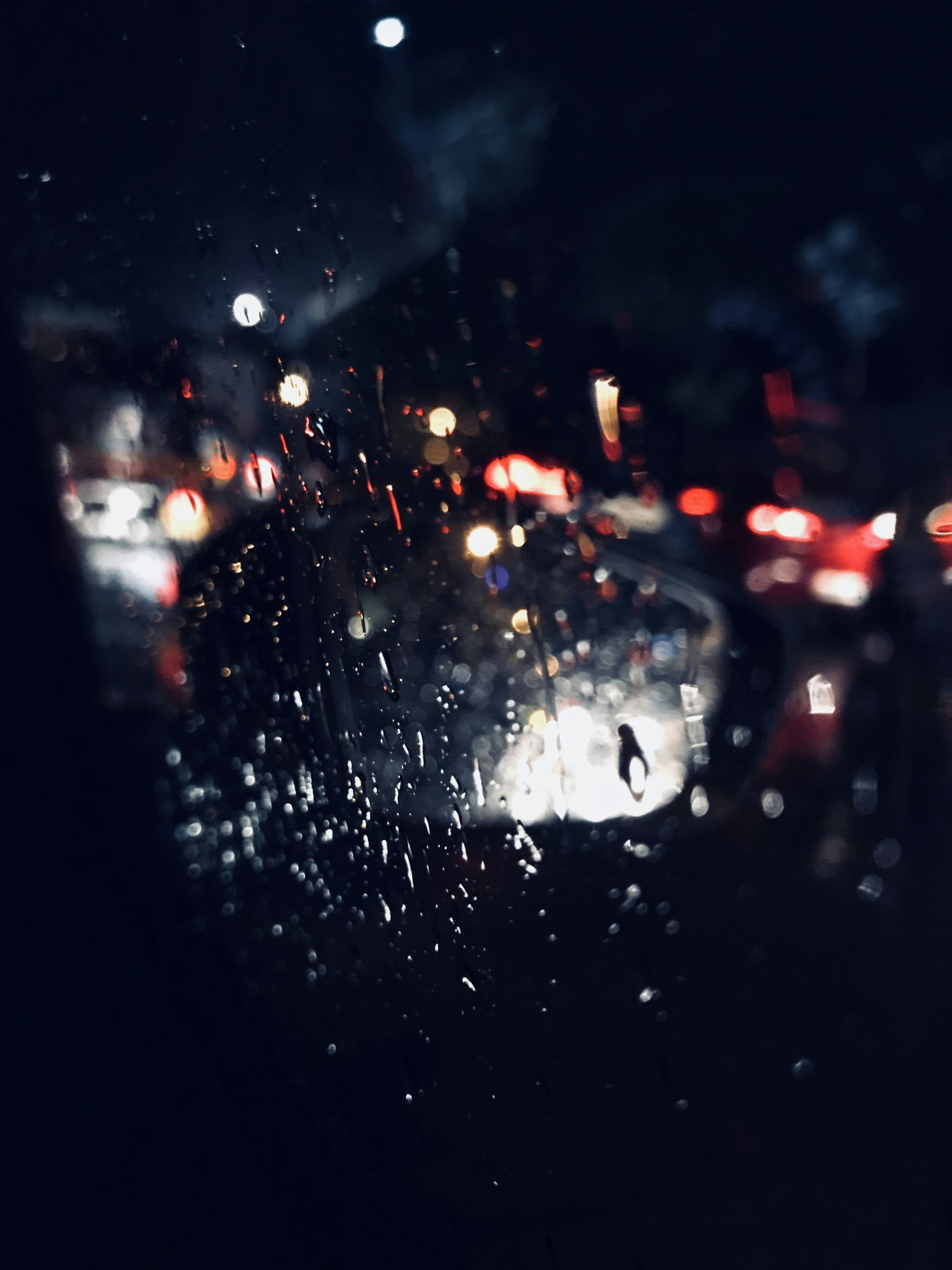 Rainy Night City View Through Car Window — Phone Wallpapers
