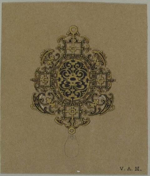 Ornate Gold Pendant Design Sketch