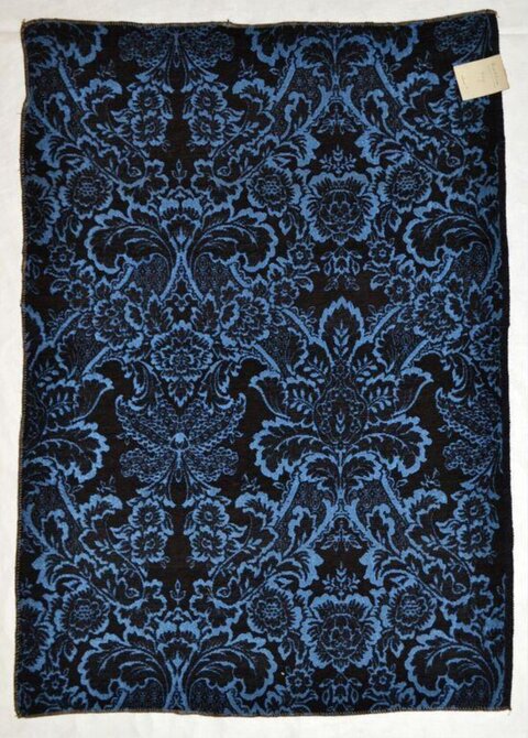 Blue Black Damask Textile Sample
