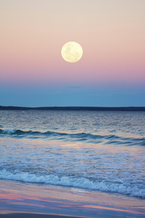Full Moon Over Coastal Beach