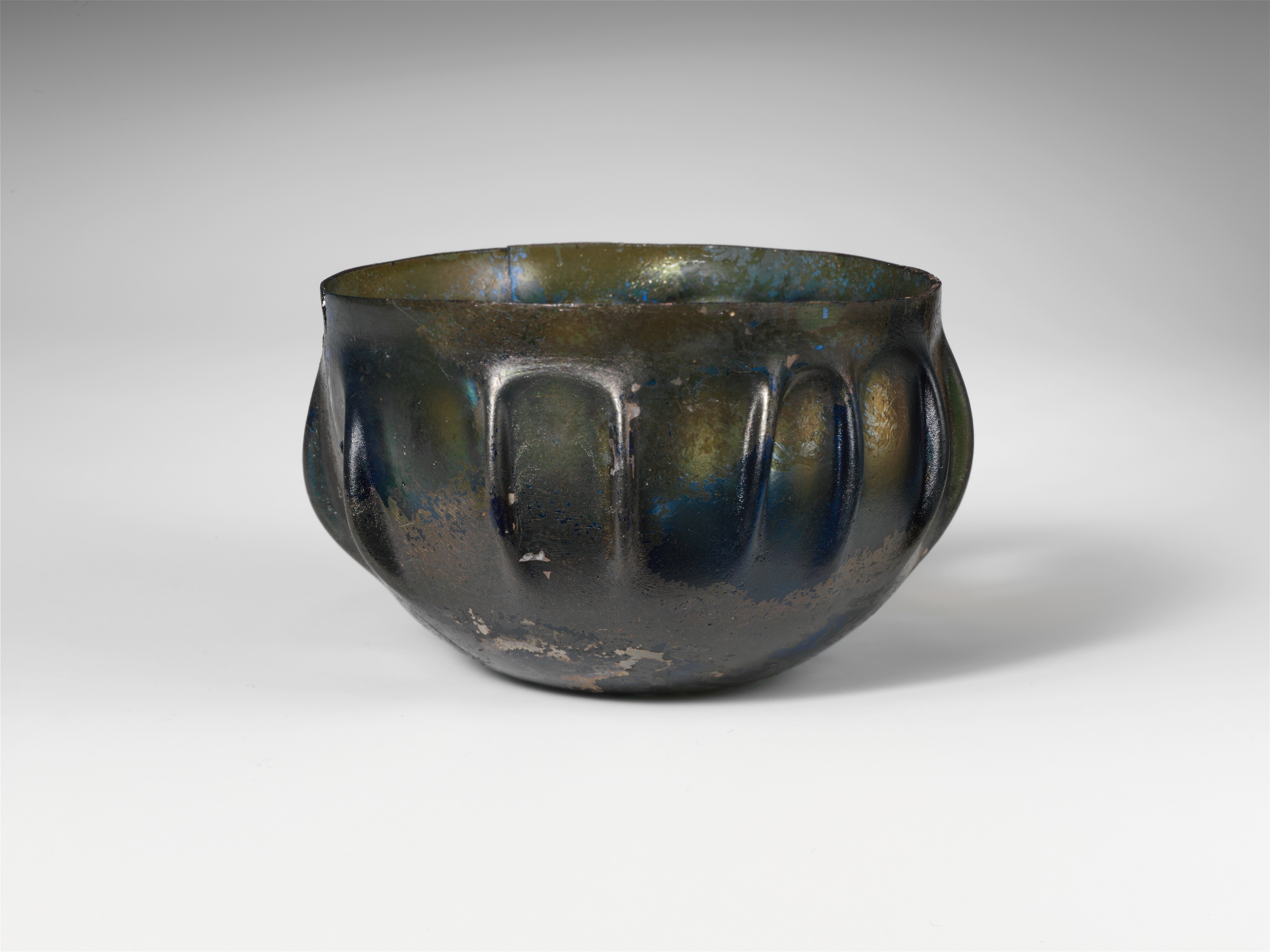 Ancient Ribbed Glass Bowl