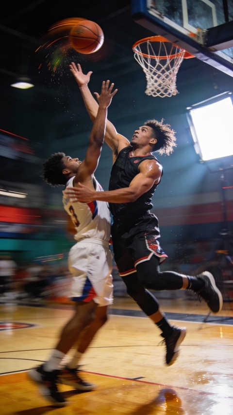 Blocked Shot In Basketball Game