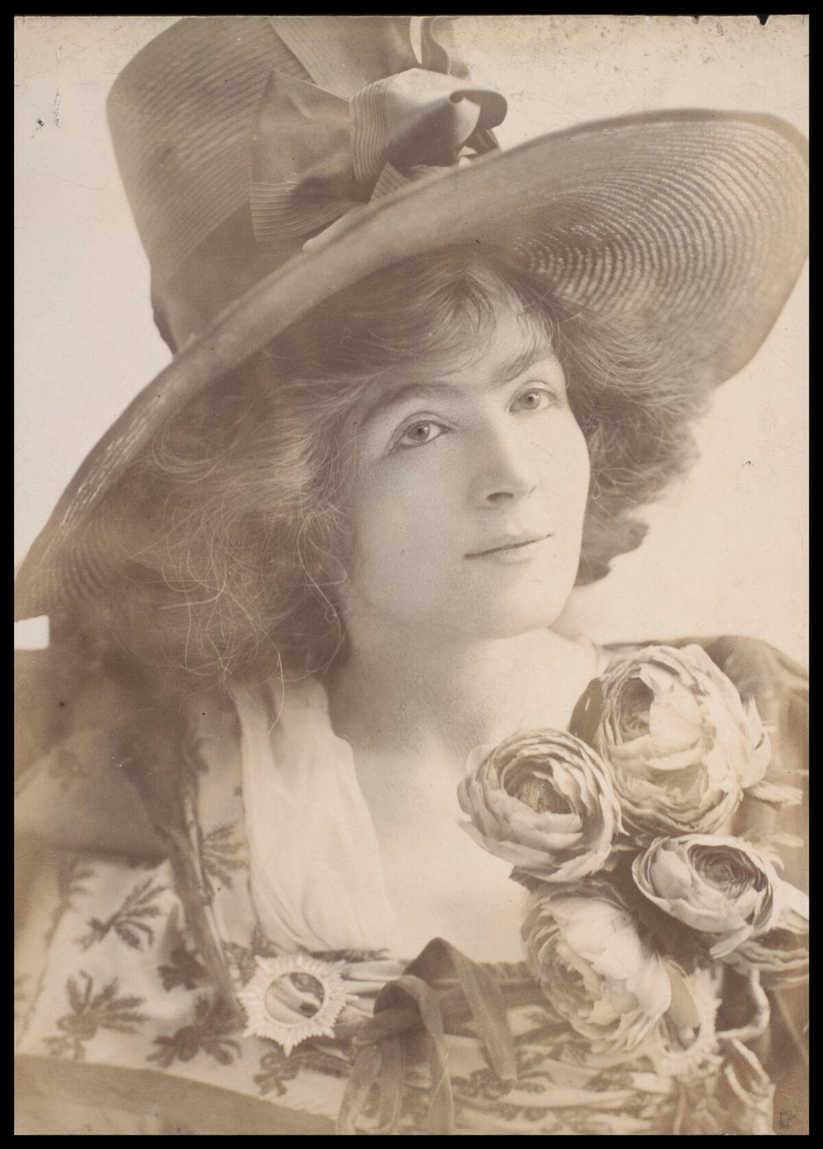 Vintage Portrait of Woman in Wide Brim Hat