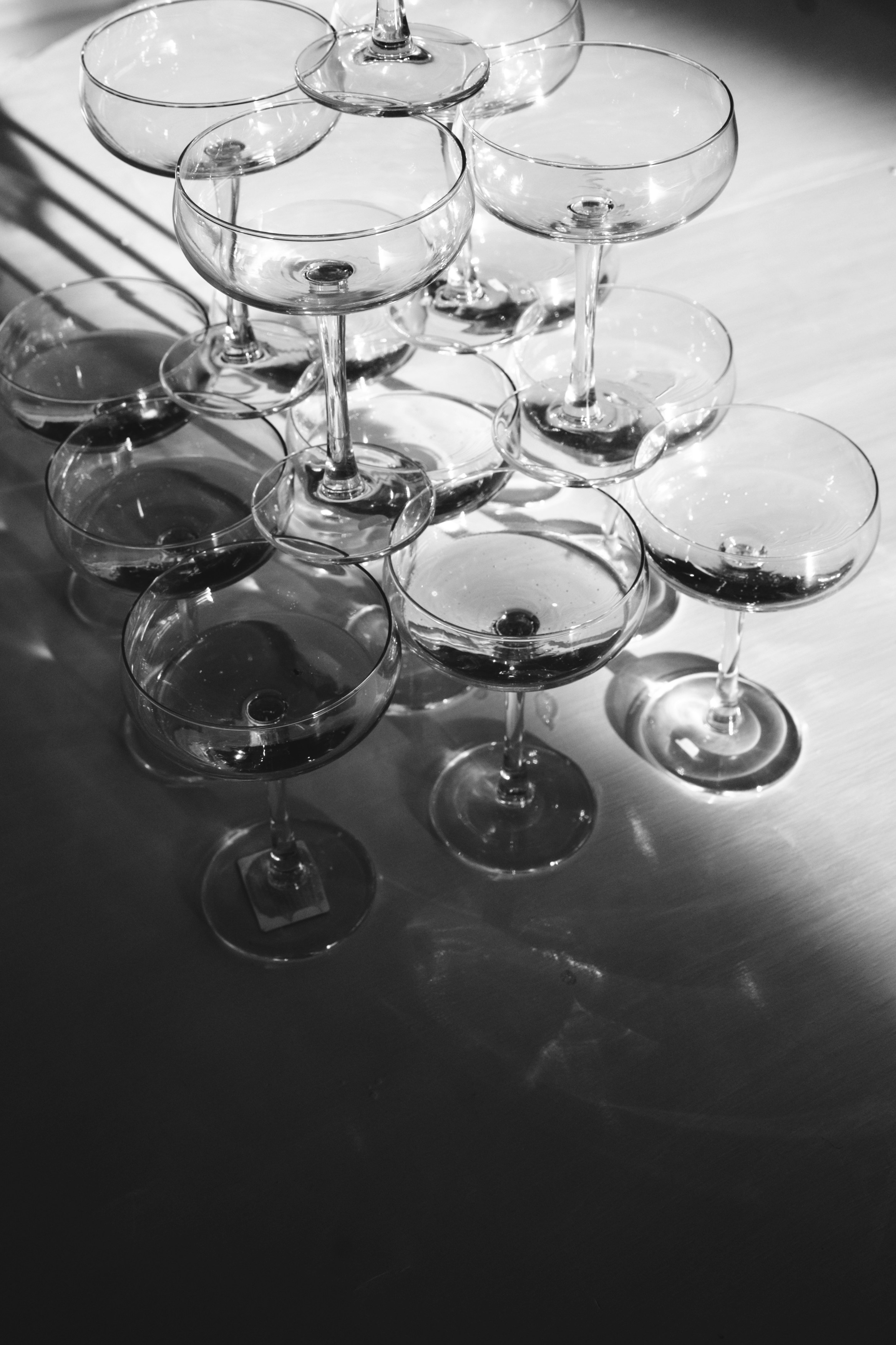 Black and White Champagne Glass Pyramid