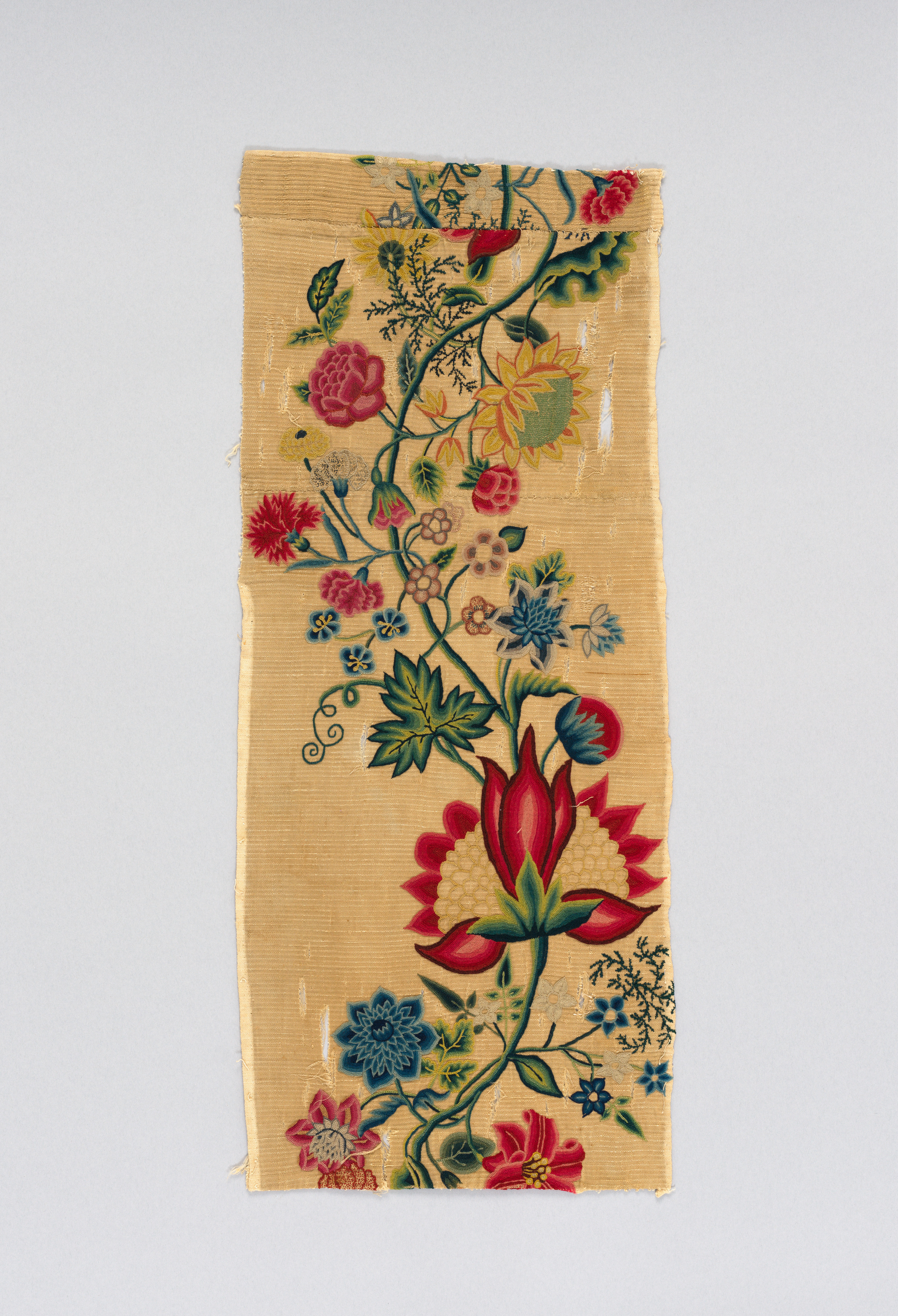 Antique Floral Silk Fragment