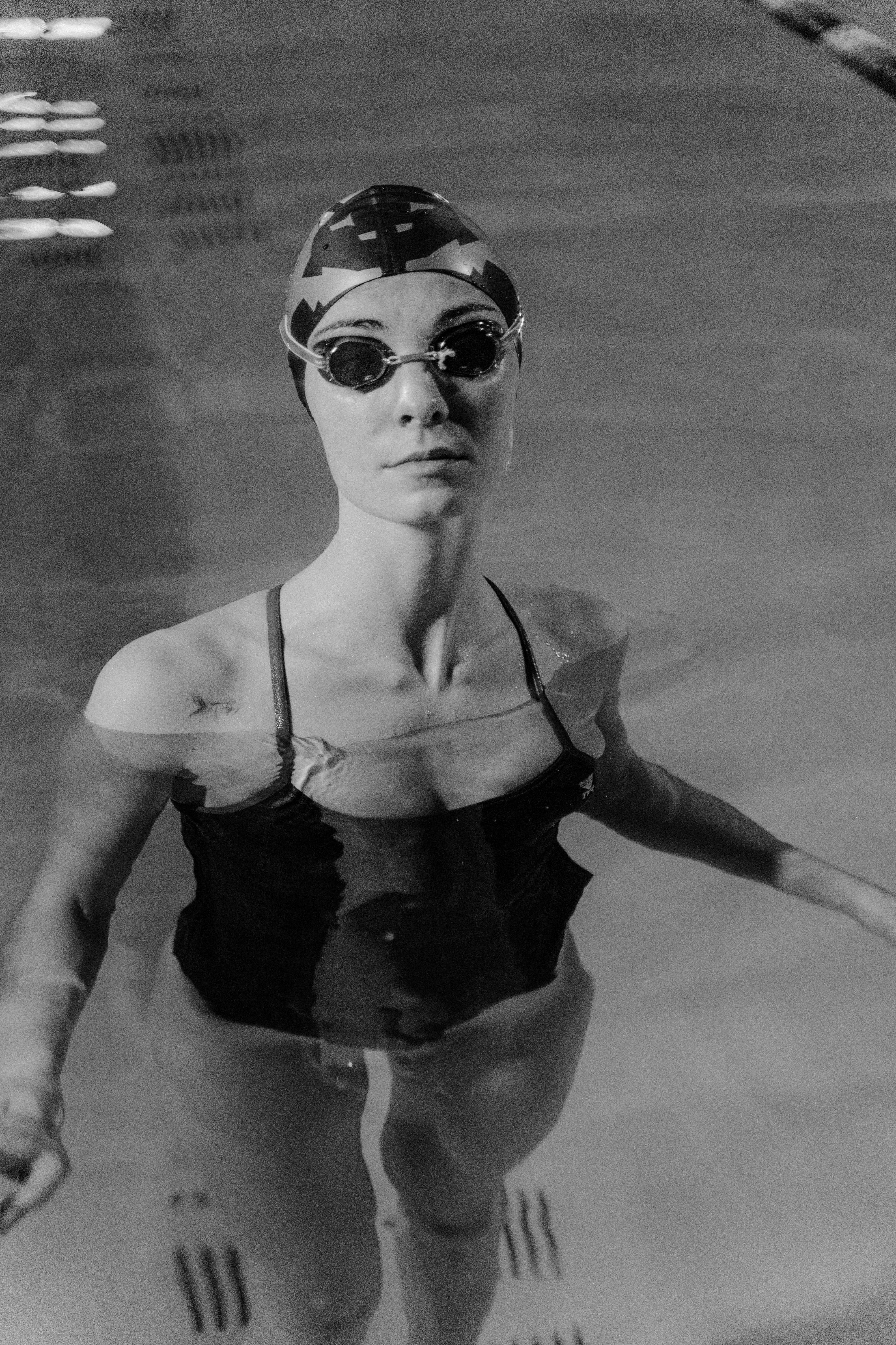 Female Swimmer in Indoor Swimming Pool