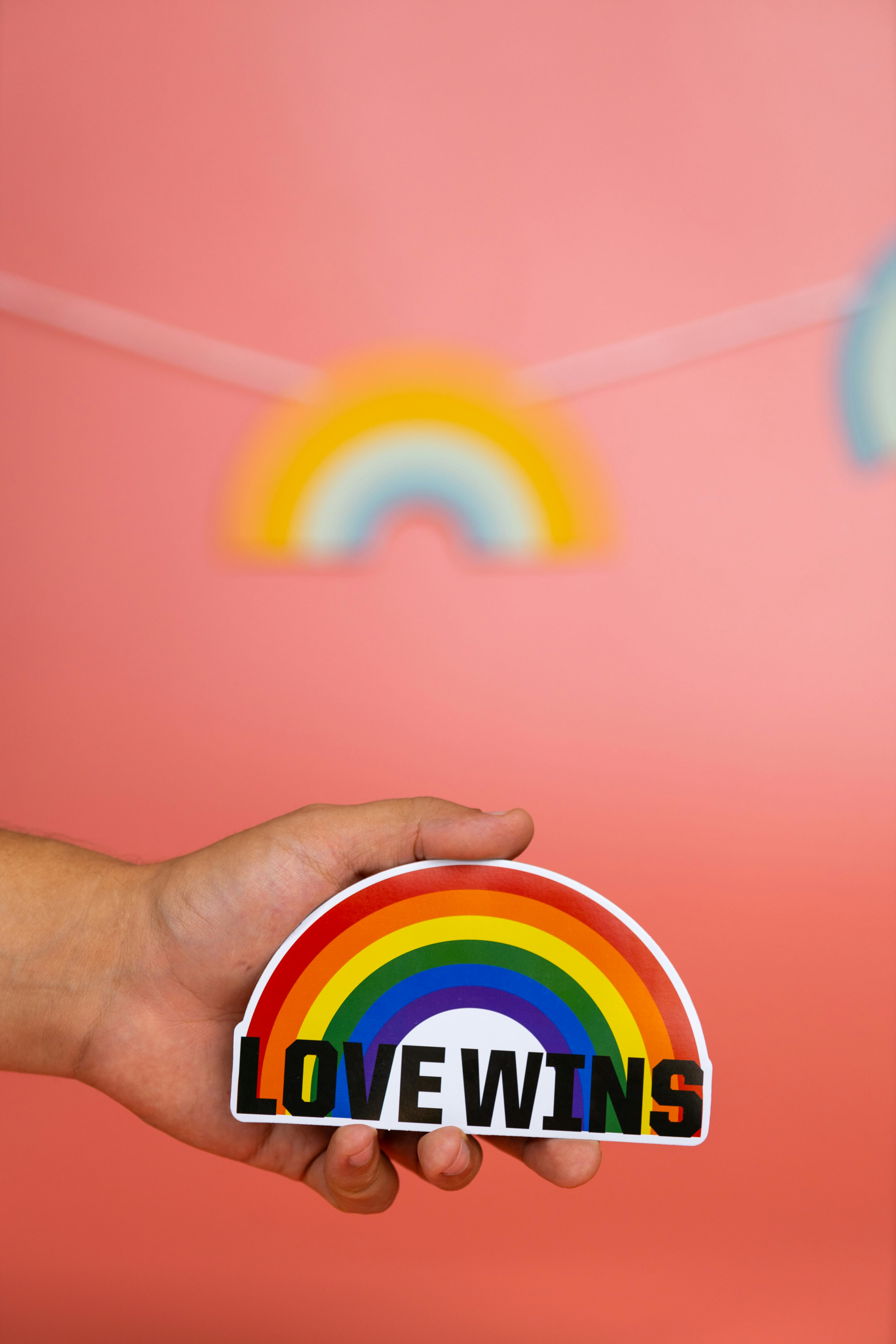 Hand Holding Love Wins Pride Sticker