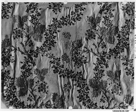 Antique Floral Pattern Textile Fragment